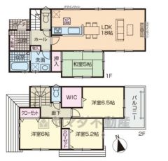 収納量たっぷりウォークインクローゼット付き。 リビングと隣接する和室を一体利用すると23帖の大空間です＾＾