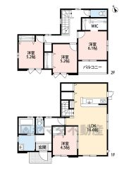 LDK広々16.6帖＾＾ パントリー・WIC・南面バルコニー有。全居室南向き＾＾ ご家族のコミュニケーションが増えるリビング階段＾＾