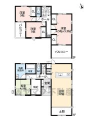 LDK広々約17帖。 土間・ファミリークローク・パントリー・2面バルコニー・和室・エアコン有＾＾