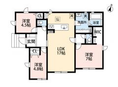 生活導線の良い平屋＾＾LDK広々17帖。WIC・リビング収納・ランドリールーム有＾＾