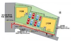 2号棟。カースペースは4台分を確保＾＾ ご夫婦で1台ずつと急な来客やご友人が来ても安心して駐車できます＾＾前面道路は公道南側約2.37ｍ。