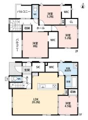 LDK広々約20帖。ファミリークローク・WIC2ヵ所・2面バルコニー・パントリー・SIC有＾＾