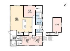 ウォークインクローゼット2カ所に完備。子供部屋は将来分けて利用も可能です＾＾リビング広々21帖の大空間＾＾