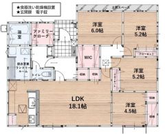 オールフローリングの4LDK＾＾玄関横にファミリークロークがあり、コート等の置き場としても重宝しますね＾＾