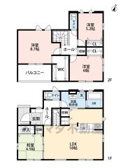LDK広々約18帖。 和室・パントリー・WIC・バルコニー・廊下収納有＾＾