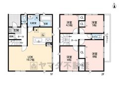 LDK広々19.7帖。 リビング収納・廊下収納・バルコニーあり＾＾統一感を作りやすい洋室のみの間取りです＾＾