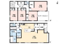 LDK広々21.5帖。 2階洋室4部屋。WIC・インナーバルコニー有＾＾