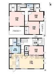 LDK広々17帖。 和室・スタディーカウンター・WIC・2面バルコニー・パントリー有。