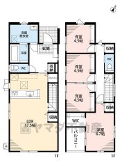 LDK広々17.5帖。 勝手口・パントリー・バルコニー・WIC・全居室収納有。 全室南西向きで陽当たり良好＾＾