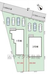 2号棟。停めやすい並列駐車3台付き。車好きのご主人の洗車もゆったり。