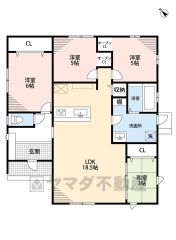 生活導線の良い平屋＾＾LDK広々18.5帖＾＾リビング収納・和室有。