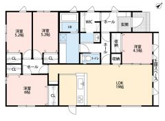 生活導線の良い平屋住宅＾＾LDK広々19帖。リビング収納・FCL有＾＾