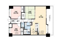 約14帖のLDKと隣接する約6帖の和室があり、繋げると約20帖と広々＾＾ 各居室しっかり収納スペースを確保しております＾＾