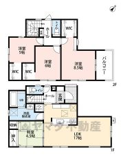 キッチン横にはパントリー。2階居室は全てWIC付きです＾＾主寝室にはスタディーカウンターがあり、書斎スペースとしても重宝しそうですね＾＾