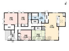 生活導線の良い平屋住宅＾＾ LDK広々18.6帖。 パントリー・SIC・WIIC・家事室・廊下収納・和室有＾＾