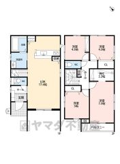 LDK広々17.4帖＾＾ パントリーWIC・バルコニーあり。ご家族とのコミュニケーションが増えるリビング階段です＾＾