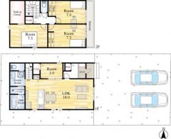 約18帖のLDK＾＾リビング階段採用＾＾洗面室と脱衣室を分けているので、ご家族が入浴中も洗面を利用できます＾＾2階洋室は全室7帖以上確保し、広々快適＾＾