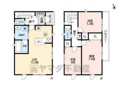 オールフローリングでお掃除ラクラク＾＾ 全居室2面採光で日当たり良好＾＾2部屋に続くバルコニー＾＾廊下収納完備。