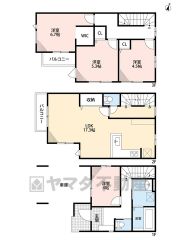 LDK広々17.3帖。 WIC・バルコニー2か所・全室2面・リビング3面採光。 全居室フローリングでお掃除ラクラク＾＾