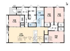 階段昇降がなく、子育てや介護がしやすい平屋＾＾家具の配置がしやすい縦型リビング。広いLDKを探していた方に。