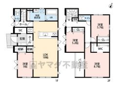 LDK広々18帖＾＾ パントリー・バルコニー・SIC・WIC・洗面室収納l有。全居室フローリングでお掃除ラクラク＾＾