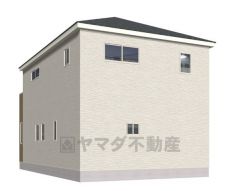 （1号棟）完成予想図。10年間の瑕疵保証が付いた安心の新築戸建。最新の設備で気持ちの良い新生活を送りませんか。