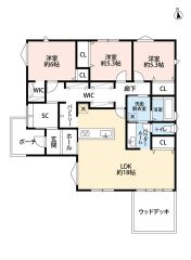 平屋＾＾ LDK広々17.5帖。WIC・SIC・マルチルーム有＾＾ 南向きで陽当たり良好＾＾リビングは3面採光＾＾