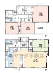 LDK18.5帖。パントリー・和室・南東バルコニー・ファミリークローク・廊下収納有り＾＾リビングと隣接する和室合わせて広々24.5帖。