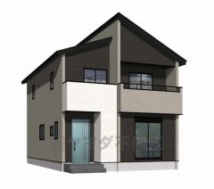 （1号棟）完成予想図。シンプルでいつまでも飽きのこないデザインが周囲の環境に調和し、どんなご家族にもフィットするデザインです。