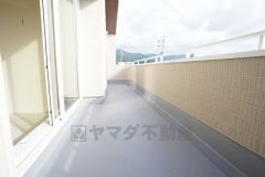 南側に面したバルコニーは日当たり良好です。お洗濯物も気持ちよく干せそうです。