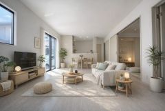 家具・インテリアはイメージCG画像です。家族が集まる開放的なリビング。思い思いの時間を過ごしたり、家族みんなで食事をしたり、素敵な団らんの場になりますね。