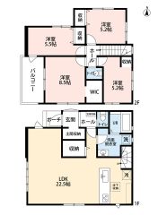 LDK広々22.5帖。SIC・WIC・バルコニー・廊下収納有。全居室フローリング＾＾