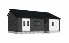 （1号棟）完成予想図。ブラックを基調としたシンプルで飽きの来ない外観です。 建物ごとに間取りや色味が異なりますので、ぜひ一度現地で見比べてください＾＾