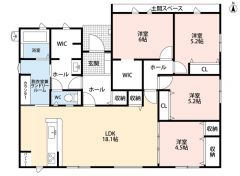 LDK広々約18帖。パントリー・WIC・バルコニー・FCL・スタディカウンター有＾＾
