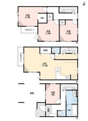 LDK広々17.3帖。 WIC・バルコニー2か所・全室2面・リビング3面採光。 全居室フローリングでお掃除ラクラク＾＾