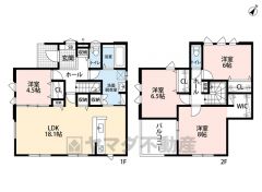LDKは約18帖あり広々＾＾2階居室は6帖以上ありプライベートな空間を確保＾＾主寝室にはWIC付きでたくさん収納できます。
