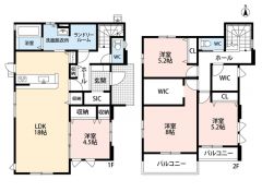 LDK広々18帖。パントリー・SIC・WIC・ファミリークローク・バルコニー2カ所有＾＾