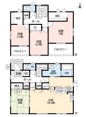 敷地面積約74坪＾＾ LDK広々18帖＾＾全居室6帖以上＾＾ 2面バルコニー・WIC2ヵ所・SIC・パントリー有＾＾