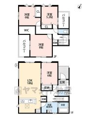 4ＬＤＫとウォークインクローゼットでゆとりのある暮らしが実現。リビングは18帖以上の開放感あふれる空間です。