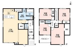 LDK広々23.9帖。WIC2カ所・リビング収納・南面バルコニー有＾＾ご家族のコミュニケーションが増えるリビング階段＾＾