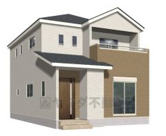 （2号棟）完成予想図。ホワイト・ブラウンを基調としたシンプルで飽きの来ない外観です。 自分だけのお気に入りの空間を是非ご体感下さい。