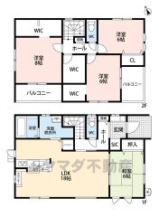  LDKと隣接する和室合わせて広々24帖＾＾ファミリークローク・WIC・SIC・パントリー・2面バルコニー有＾＾