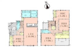 LDK広々16帖。洗面脱衣所にハンガーパイプ付き＾＾