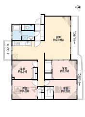 ゆとりのある約23.9帖のLDKが魅力。全室洋室・収納付きで、2面バルコニーの開放感も嬉しい4LDKプランです。