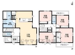 リビング16帖。パントリー・リビング収納・廊下収納完備。 洋室が4部屋ありお子様が大きくなっても安心です＾＾