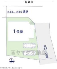 南東・北東の角地に位置し、並列2台駐車、ゆとりの敷地。前面道路は約5.9ｍで車の出し入れもスムーズです。
