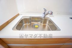 色も形もキレイなシンクは、広さも確保しているので、大きめの鍋も簡単に洗えます。