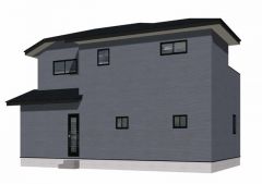 （2号棟）完成予想図。ブラックを基調としたシンプルで飽きの来ない外観です。自分だけのお気に入りの空間を是非ご体感下さい。