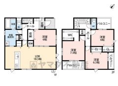 LDK広々18.5帖＾＾ WIC・パントリー・3面バルコニー有。 全居室6帖以上でお子様が大人になっても広く使用できて便利です＾＾